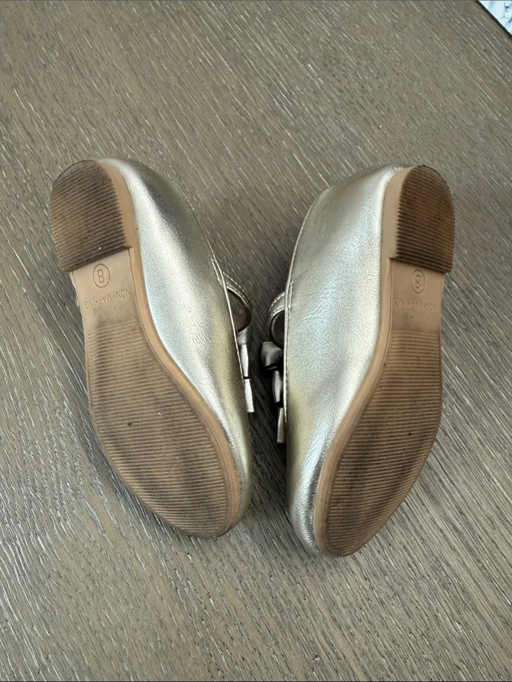 Cat & Jack Girls Metallic Gold Bow Mary Janes